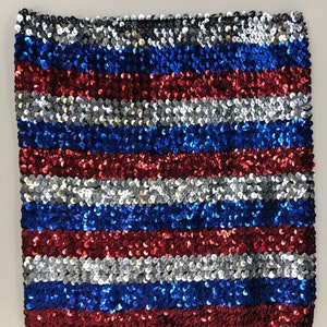 Red, Silver, and Blue Striped Sequin Tube Top image 4