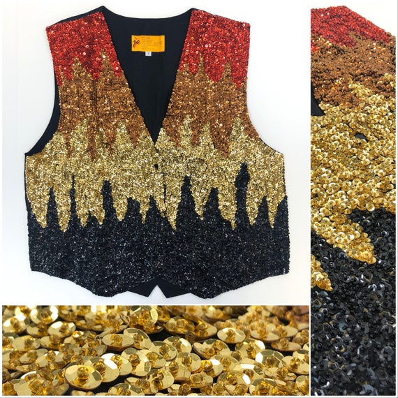 Flame Fire Sequin Vest