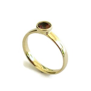 Engagement Ring, Solid Gold Ring with Pink Tourmaline, Solitaire, Unique, Bezel, Tourmaline Engagement Ring, Gemstone Jewelry
