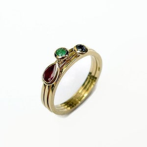 Thin Gold Stacking Rings Set Ruby Sapphire Emerald Gemstone Rings for Women image 1