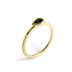 Sapphire Ring, Pear Cut Ring, 14k Solid Gold Ring, Gemstone Stacking Ring, Dainty Gold Ring, Teardrop, Bezel, for her, Sapphire Jewelry