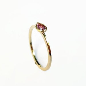 Pear Cut Pink Sapphire in 14k Solid Gold Ring