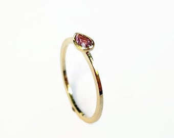 Pear Cut Pink Sapphire in 14k Solid Gold Ring