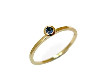 Blue Sapphire Ring, 14k Yellow Gold Ring, September Birthstone Ring, Stackable Ring, Blue Gemstone, Sapphire Gold Ring, Small, for her