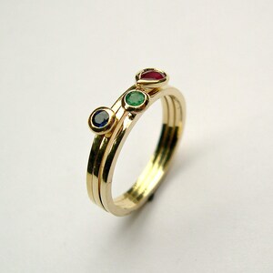 Thin Gold Stacking Rings Set Ruby Sapphire Emerald Gemstone Rings for Women image 7