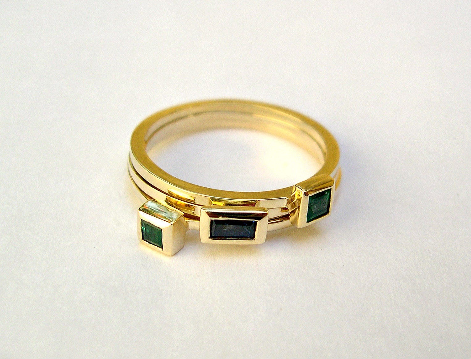 Stackable Square Rings Solid Gold Rings Square Stacking Rings Gemstone Gold Ring - Etsy