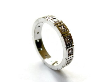 Eternity 925 Sterling Silver Ring, Eternity Silver Band, Geometric, Squares, for her, Sterling Silver Jewelry
