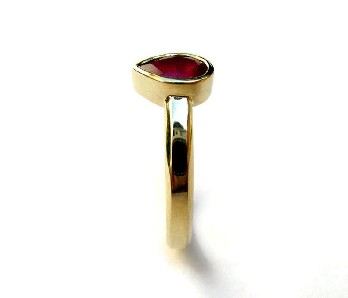 Teardrop Ruby Gold Ring , Gemstone Tear Drop Shape, Unique Engagement ...