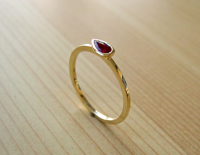Thin Gold Stacking Rings Set Ruby Sapphire Emerald Gemstone Rings for Women image 8