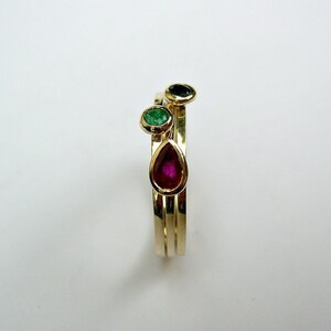 Thin Gold Stacking Rings Set Ruby Sapphire Emerald Gemstone Rings for Women image 6