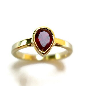 Teardrop Ruby Gold Ring , Gemstone Tear Drop Shape, Unique Engagement ...