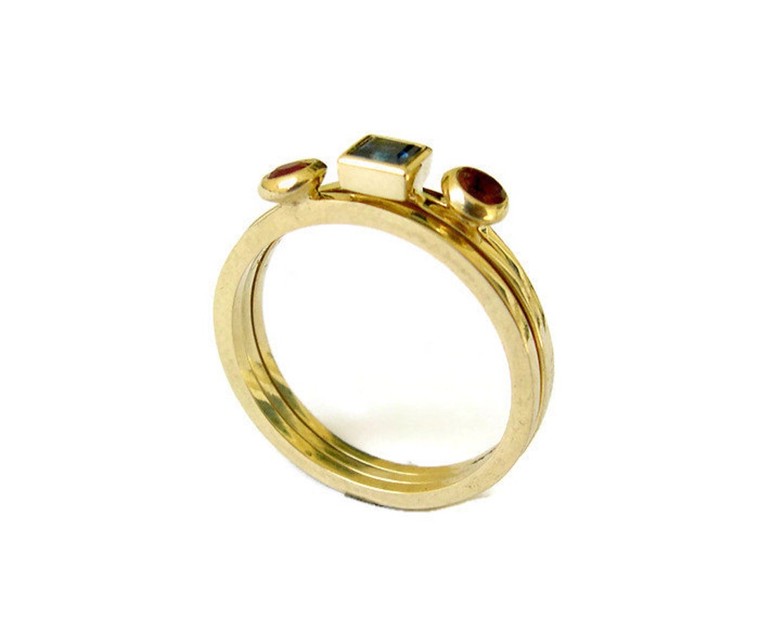 handmade ruby stone stacking ring delicate... Gemstone Stacking Rings Set, 14k Solid Gold, Sapphire, Ruby, Tourmaline ...