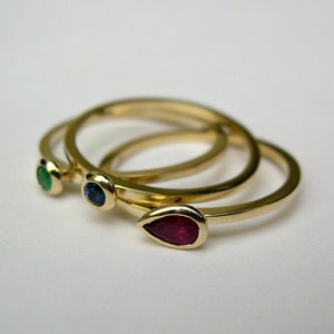 Thin Gold Stacking Rings Set Ruby Sapphire Emerald Gemstone Rings for Women image 5