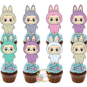 Labubu Cupcake Toppers l Cake Topper Labubu Inspired Birthday Cupcake Toppers l Centerpieces l Assembled l Birthday Party l Krafting Hobby l