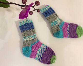 12 - 24 m Merino Wool baby socks - Hand Knitted Merino wool baby socks - Winter Baby Clothes - Unisex Kids Clothing - Hand knit wool socks