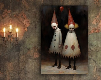 Creepy clowns Art Prints & Canvas, Spooky Art, Macabre Art, Nightmares, Gothic Art, Dark Art, Creepy Doll, Clown Art