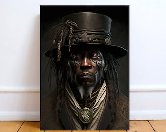 Guardian Of The Crossroads - Papa Legba Art Prints & Mouse mats, , Voodoo, Black Magic, Witchcraft, Alter Board, Witchy Gifts