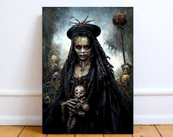 Maman Brigitte Art Prints & Mouse mats, Guardian of death and cemeteries, Voodoo, Black Magic, Witchcraft, Witchy Gifts, Spooky Art
