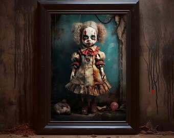 Haunted Doll Art Prints & Canvas, Spooky Art, Macabre Art, Nightmares, Gothic Art, Dark Art, Creepy Doll, Clown Art