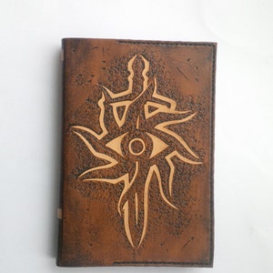 Handmade carved leather Dragon Age Inquisition A6 Notebook cover image 2