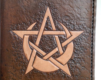 Handmade Leather Pagan notebook / Spellbook / Grimoire / Pentagram A6