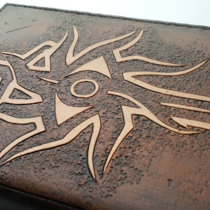 Handmade carved leather Dragon Age Inquisition A6 Notebook cover image 1