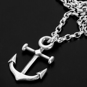 Sterling Silver Anchor Pendant Necklace: Sailor Biker Jewelry