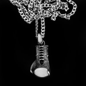 Sterling Silver Boxing Glove Necklace: Realistic Fighter Pendant