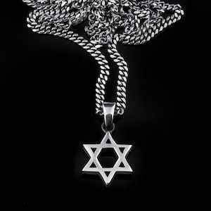 Star Of David Pendant--925 Sterling Silver Magen David Necklace--Israeli Symbol--Panzer Chain 60 cm--Judicial Jewelry-- Gift for Him and Her
