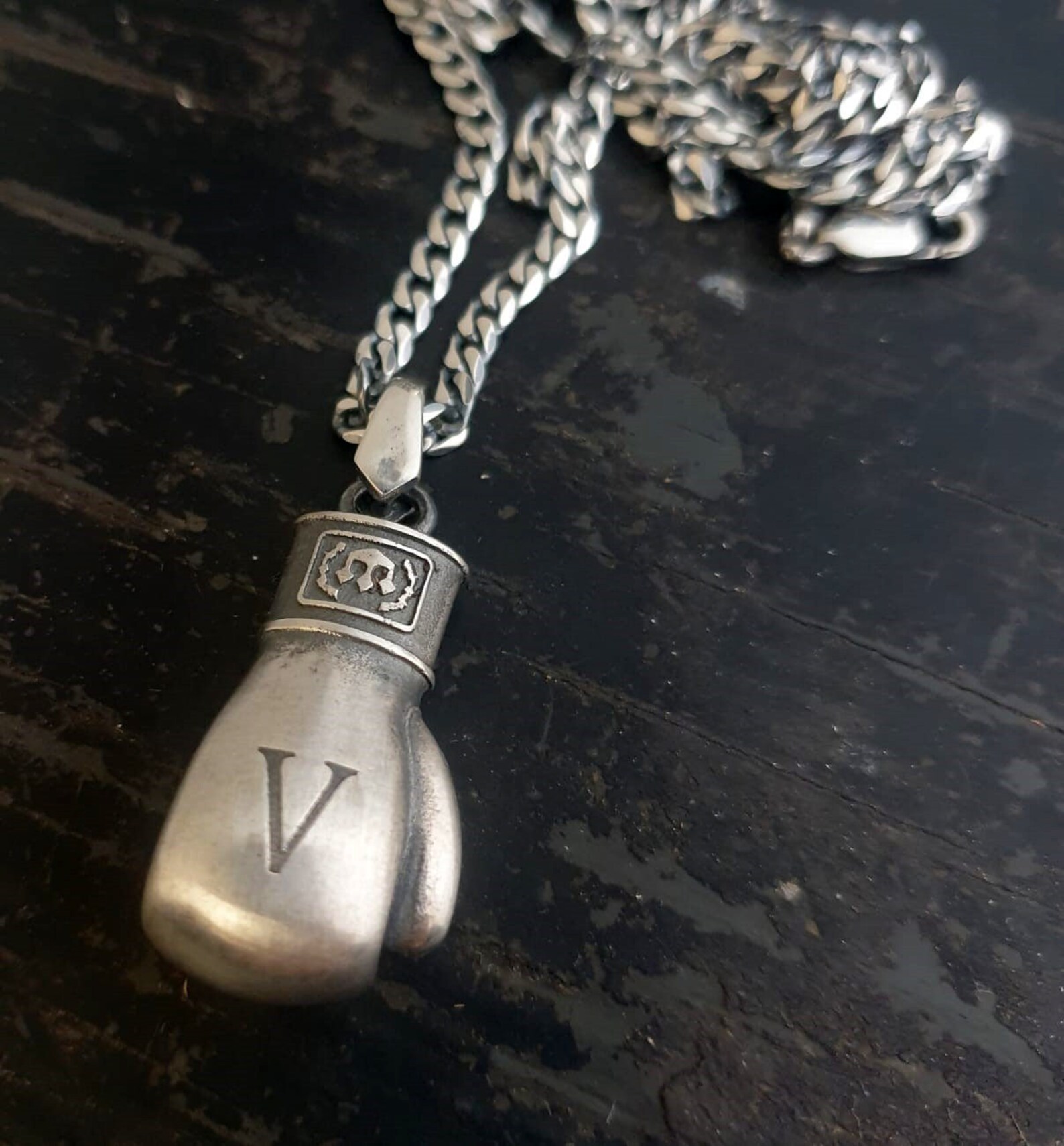 Men's Sterling Silver Boxing Glove & 20