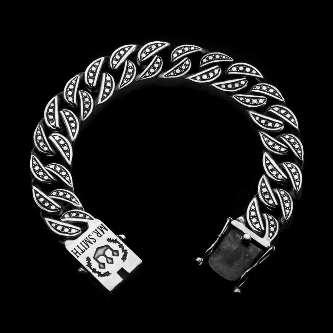 Silverstone Studded Texture Curb Links Bracelet--925 Sterling Silver ...