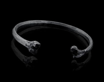 Oxidized Sterling Silver Bone Cuff Bracelet: Gothic Unisex Jewelry