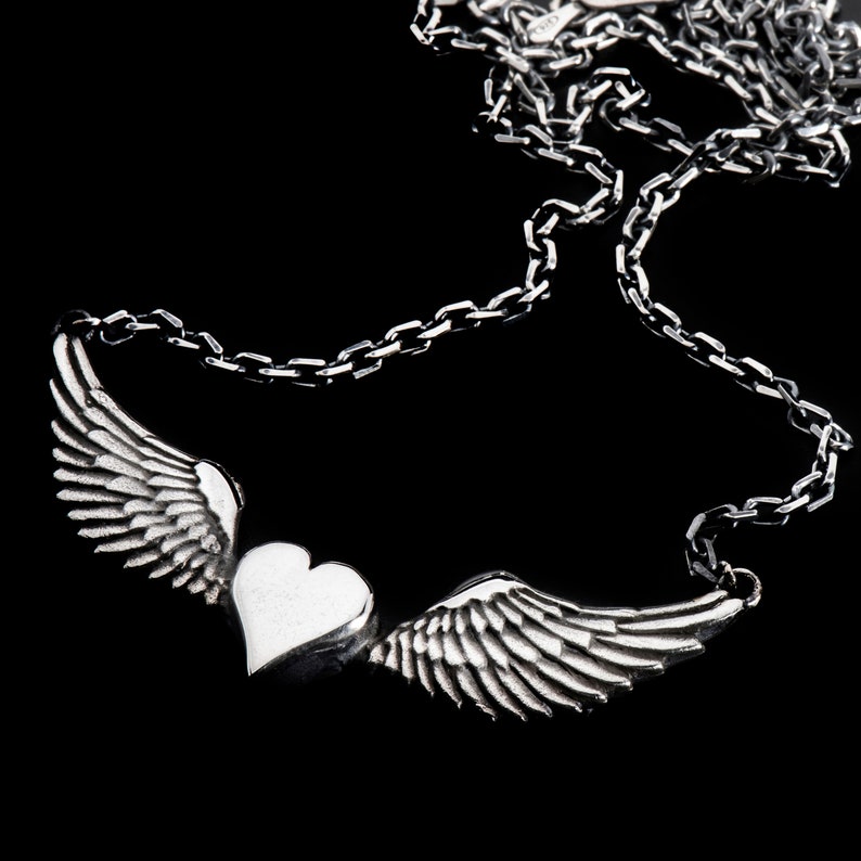 Angels can fight Sterling Silver Dagger /& Wings Pendant