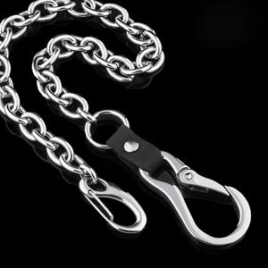 Big Oval Panzer Stainless Steel Links Wallet Chain--Stylish Accessory for Secure Carrying Leash--Keychain--Lobster Clasps-The Perfect Gift