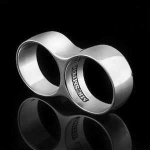 Double Finger Ring-- 925 Sterling Silver--Powerful Statement Piece--Two-Finger Knuckle Ring-- Minimalist, Sleek Design--Gift for Him and Her