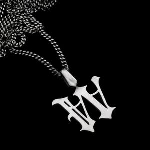Colgante de letra en plata esterlina con cadena de eslabones, iniciales A-Z, Cadena personalizada y artesanal - Unisex