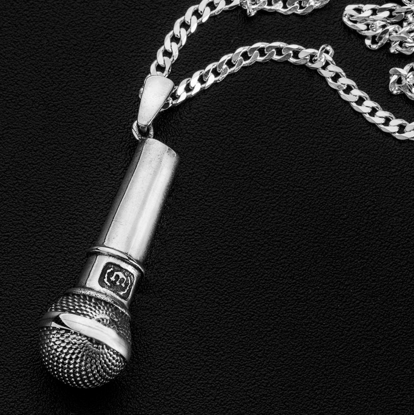 Sterling silver microphone pendantMicrophone Etsy