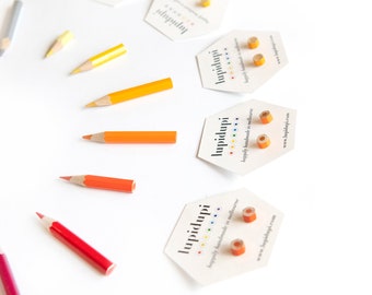 Earrings - studs - handmade from colored pencils - teacher earrings - colorful jewelllery - great teacher gift