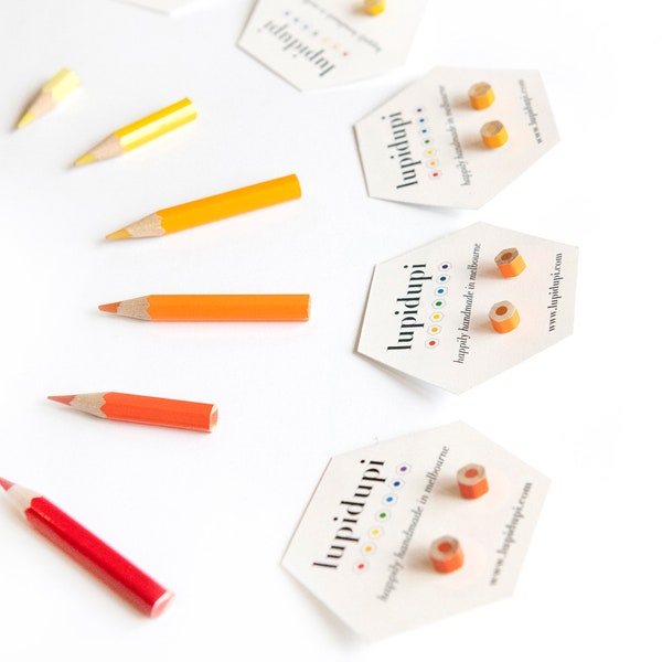 Earrings - studs - handmade from colored pencils - teacher earrings - colorful jewelllery - great teacher gift