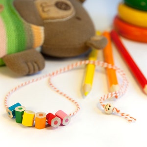 Childrens necklace, made from coloured pencils, chritsmas gift for little girls, handmade kids jewellery image 1