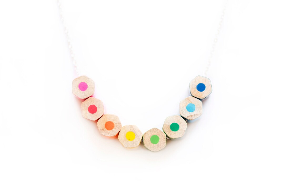 Teacher Necklace, Colored Pencil Necklace on a Sterling Silver Chain