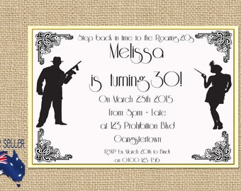Roaring 20s Printable Invitation - Great Gatsby Party - Twenties - Prohibition - Speakeasy - Gangsters and Molls - Al Capone