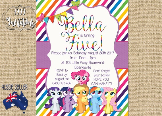 Do Druku My Little Pony Zaproszenie Pony Party Mój Mały Kucyk Etsy