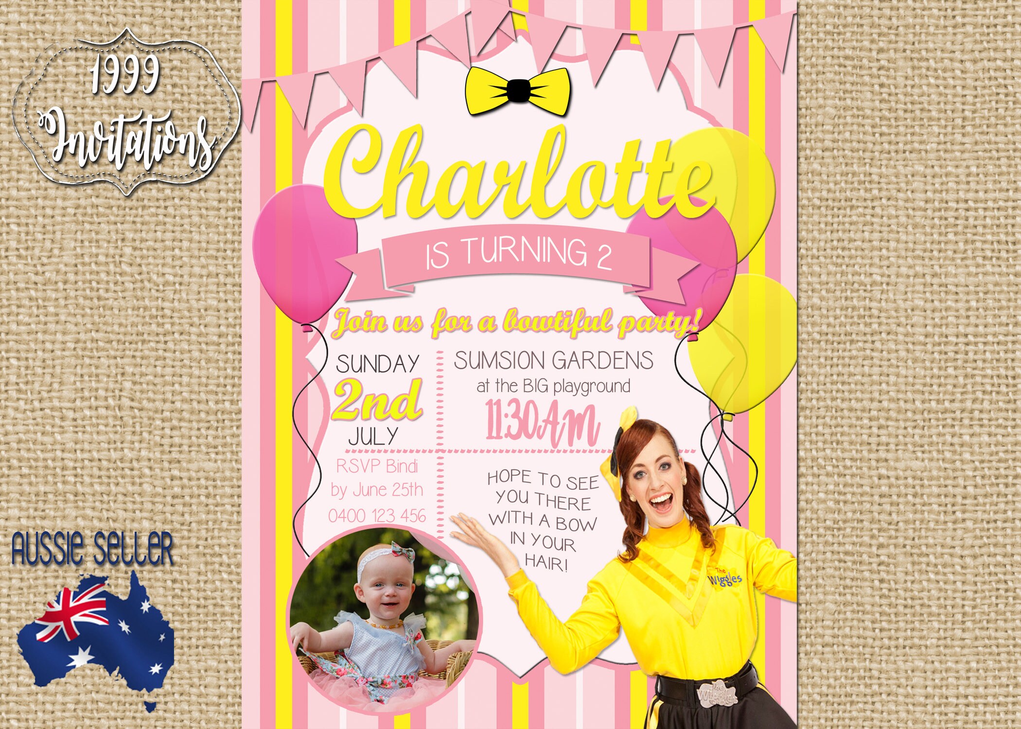 Printable Emma Wiggle Invitation The Wiggles Wiggles Party | Etsy
