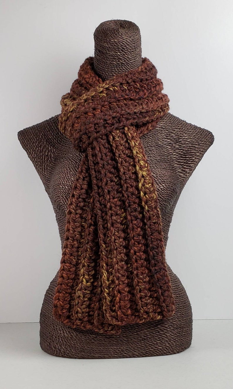 Chunky Wool Blend Crochet Winter Scarf - Sequoia Brown - Etsy