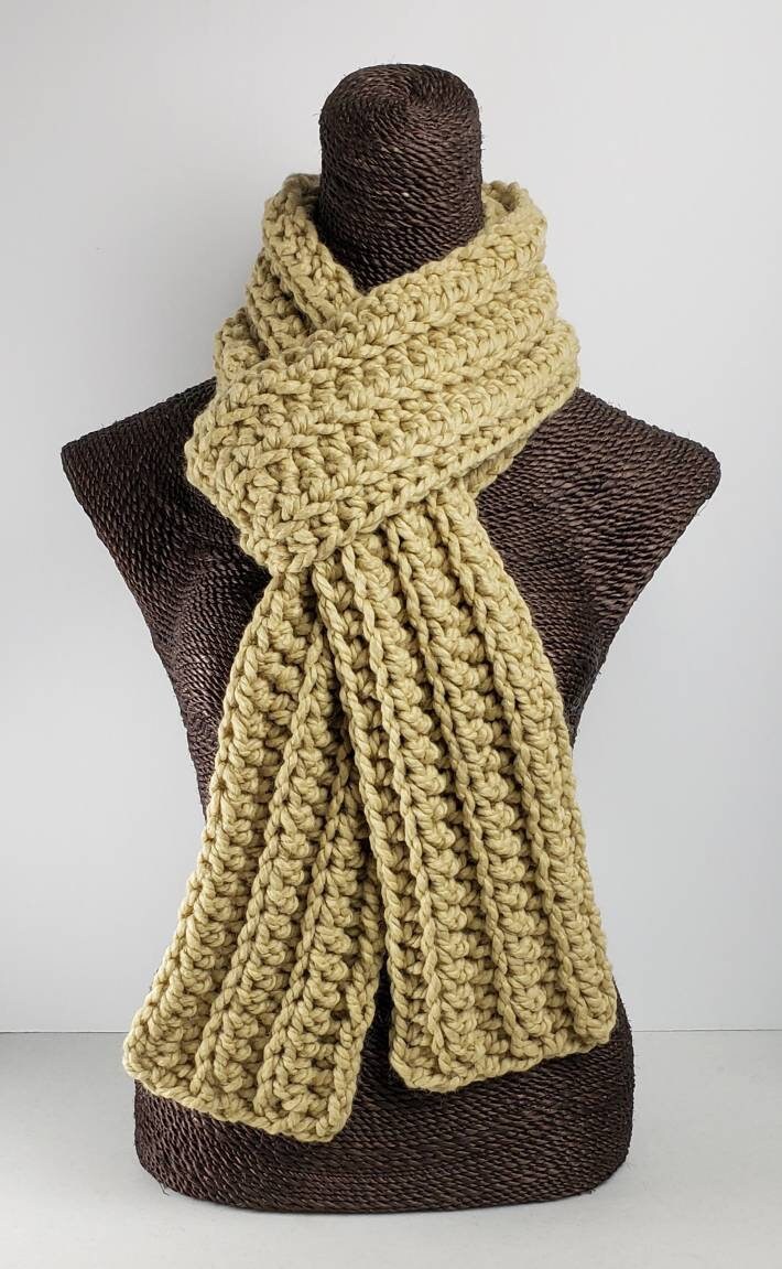 Chunky Wool Blend Crochet Winter Scarf - Beige - Etsy