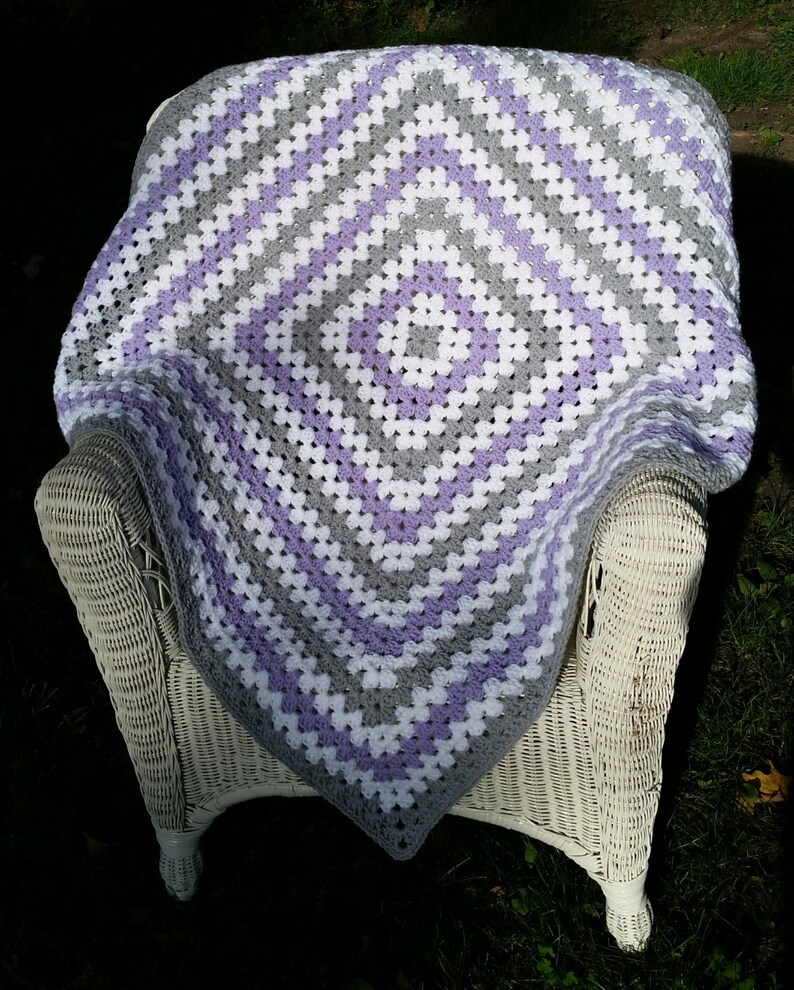 Lilac and Grey Baby Blanket Etsy