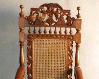 Rocking Chair Handmade Indonesia Antique Vintage UNIQUE ART Wicker and Cane