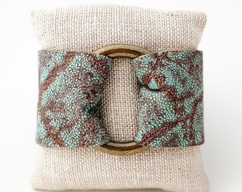 Ring of Hope Embossed Leather Cuff Bracelet