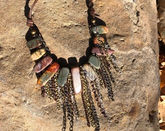 Natural Stone Goddess Necklace, Statement Necklace
